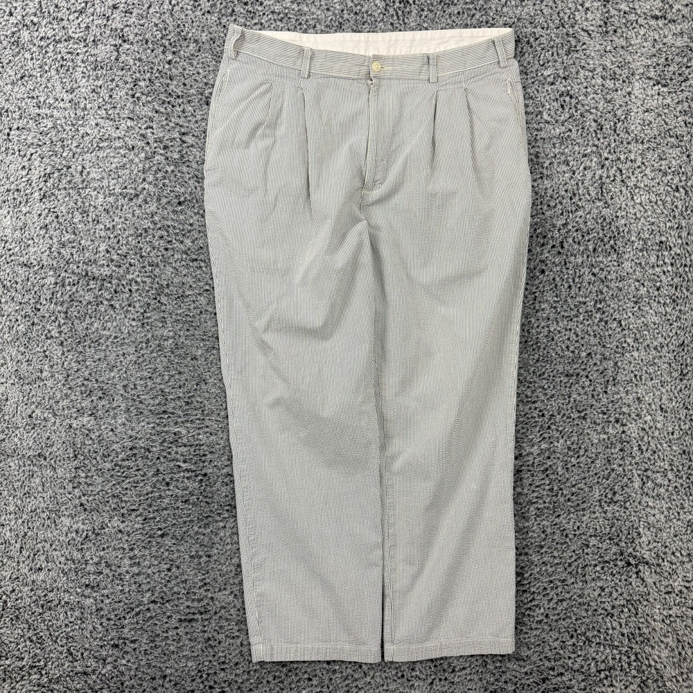 Brooks Brothers Pants Mens 38x30 Blue Stripe Seersucker Derby Pleated Dress